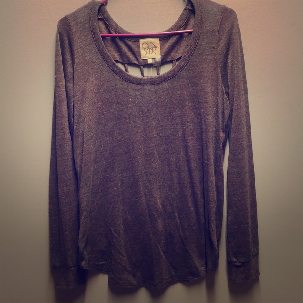 Long sleeve top with cut out back